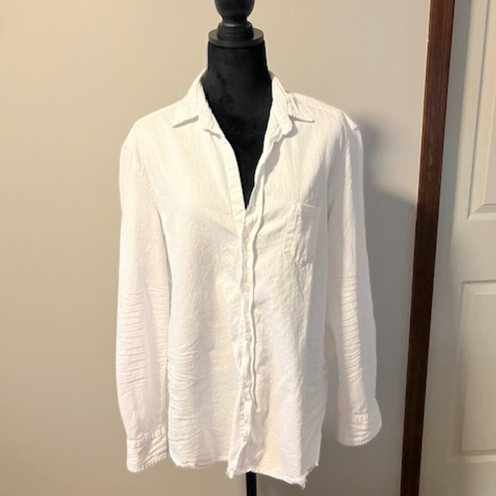 Eileen Relaxed Button-Up Shirt famous denim White distressed style